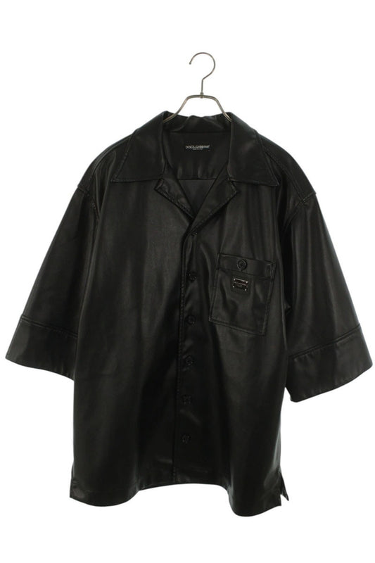 DOLCE & GABBANA Faux Leather S/S Shirt Size XS