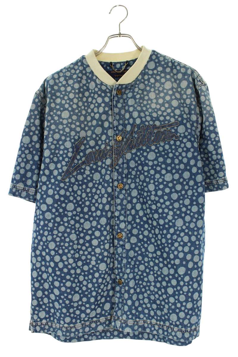 LOUISVUITTON Infinity Dot Logo Patch Denim Shirt Size XL