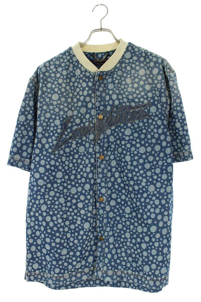 LOUISVUITTON Infinity Dot Logo Patch Denim Shirt Size XL