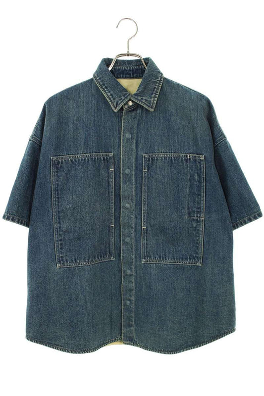 Jil Sander Leather Short Sleeve Shirt Blue Size S