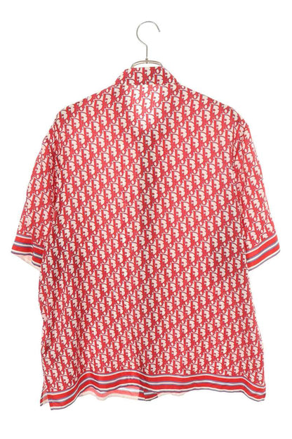 DIOR Oblique Short Sleeve Silk Shirt Red Size XS