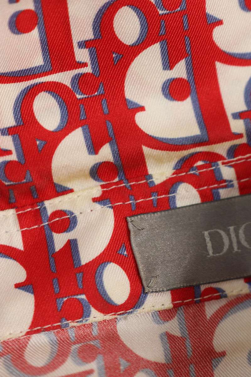 DIOR Oblique Short Sleeve Silk Shirt Red Size XS