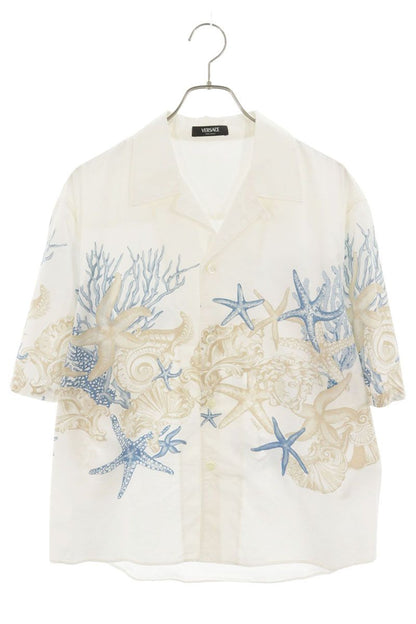 Versace All-Over Pattern Open Collar Shirt White Size M