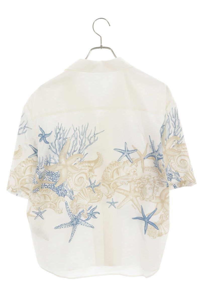 Versace All-Over Pattern Open Collar Shirt White Size M