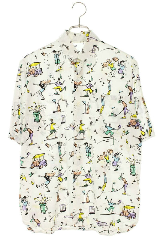 PRADA 12SS Illustration Print Shirt White Size XXL