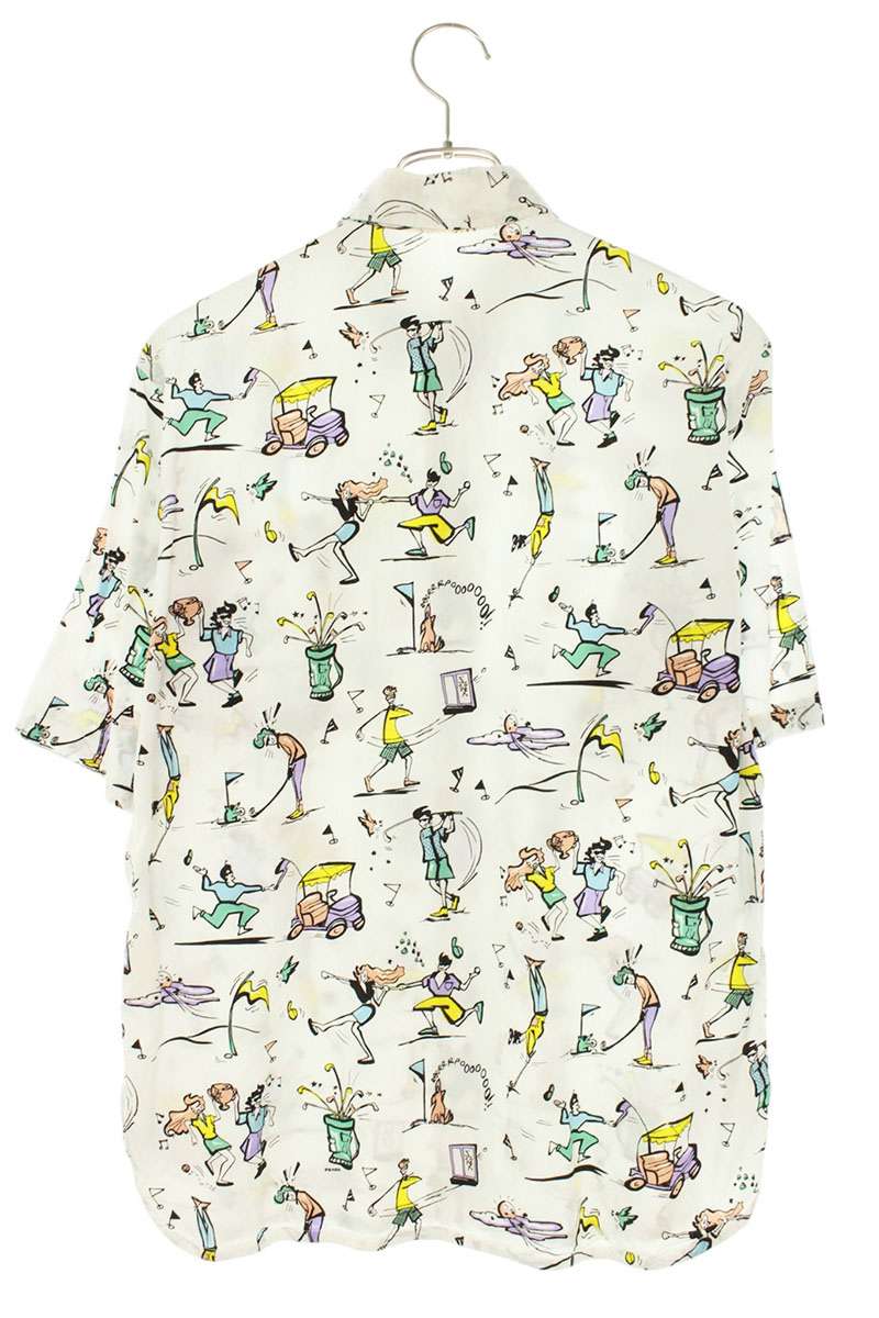 PRADA 12SS Illustration Print Shirt White Size XXL