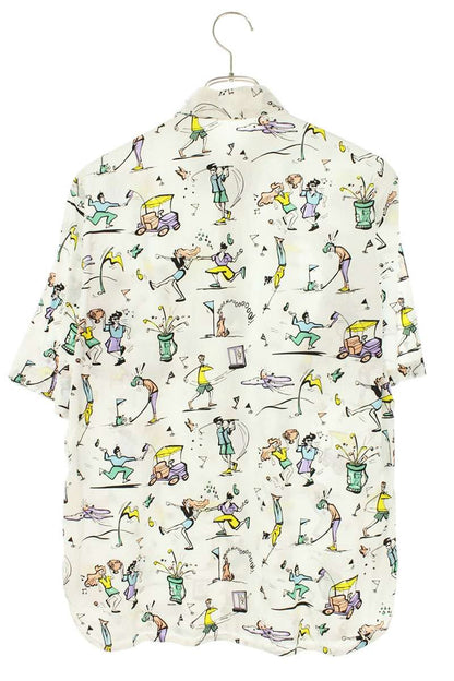 PRADA 12SS Illustration Print Shirt White Size XXL