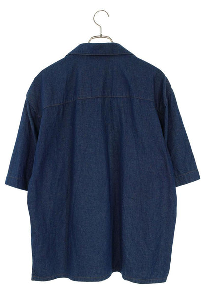 MARNI Embroidered Denim Short Sleeve Shirt Blue Size L