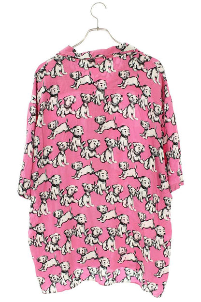 CELINE Artist Print Open Collar Shirt Pink Size S