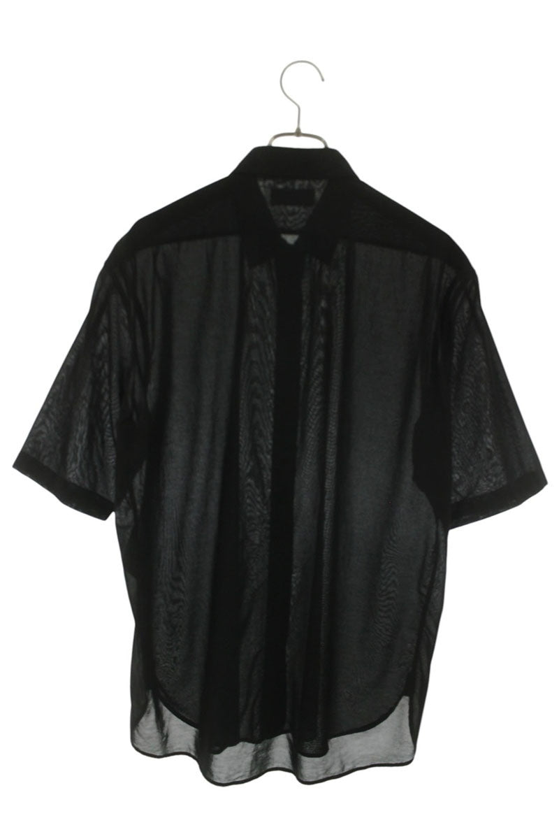 SAINT LAURENT PARIS Cotton Fly Front SS Shirt Black Size S