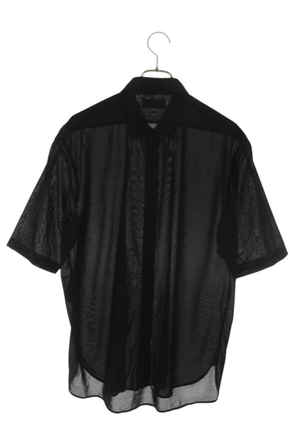 SAINT LAURENT PARIS Cotton Fly Front SS Shirt Black Size S