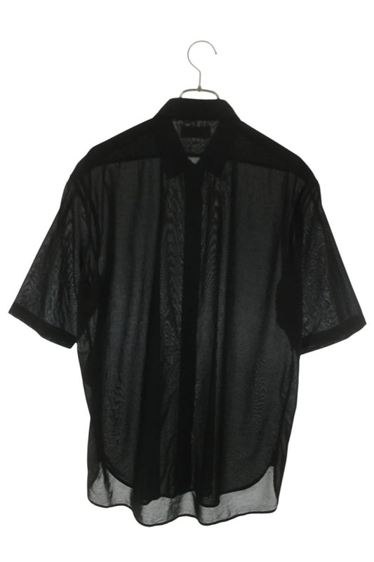 SAINT LAURENT PARIS Cotton Fly Front SS Shirt Black Size S
