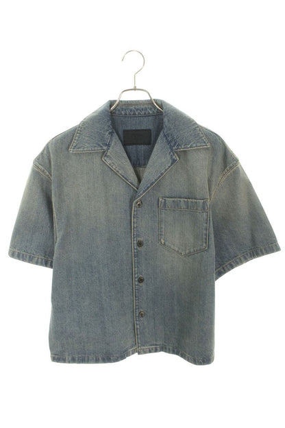 PRADA Denim Bowling Short Sleeve Shirt Indigo Size XS
