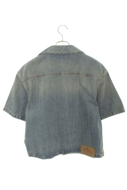 PRADA Denim Bowling Short Sleeve Shirt Indigo Size XS