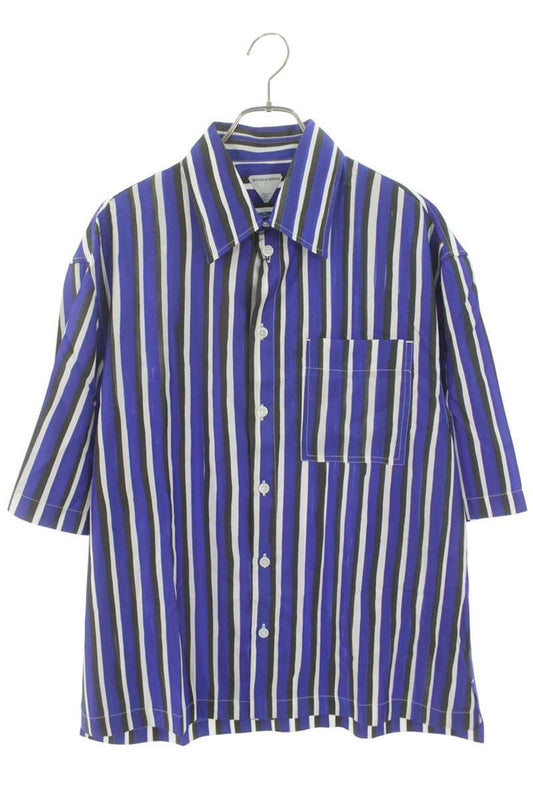 BOTTEGA VENETA Striped Rayon Silk Short Sleeve Shirt Size S