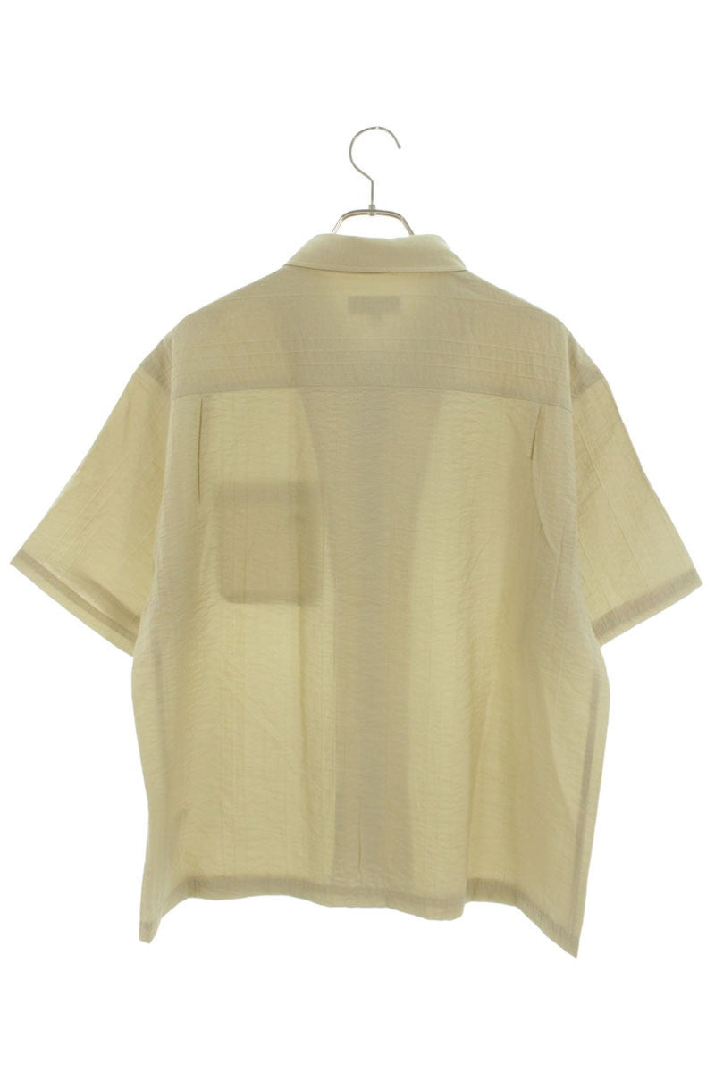 STUSSY Pleated Lyocell Nylon Short Sleeve Shirt Beige Size M