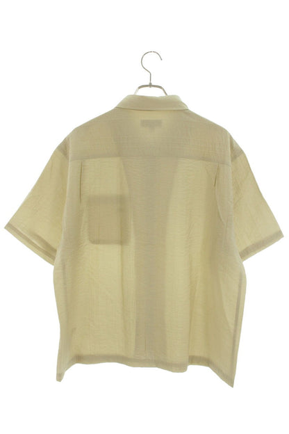 STUSSY Pleated Lyocell Nylon Short Sleeve Shirt Beige Size M