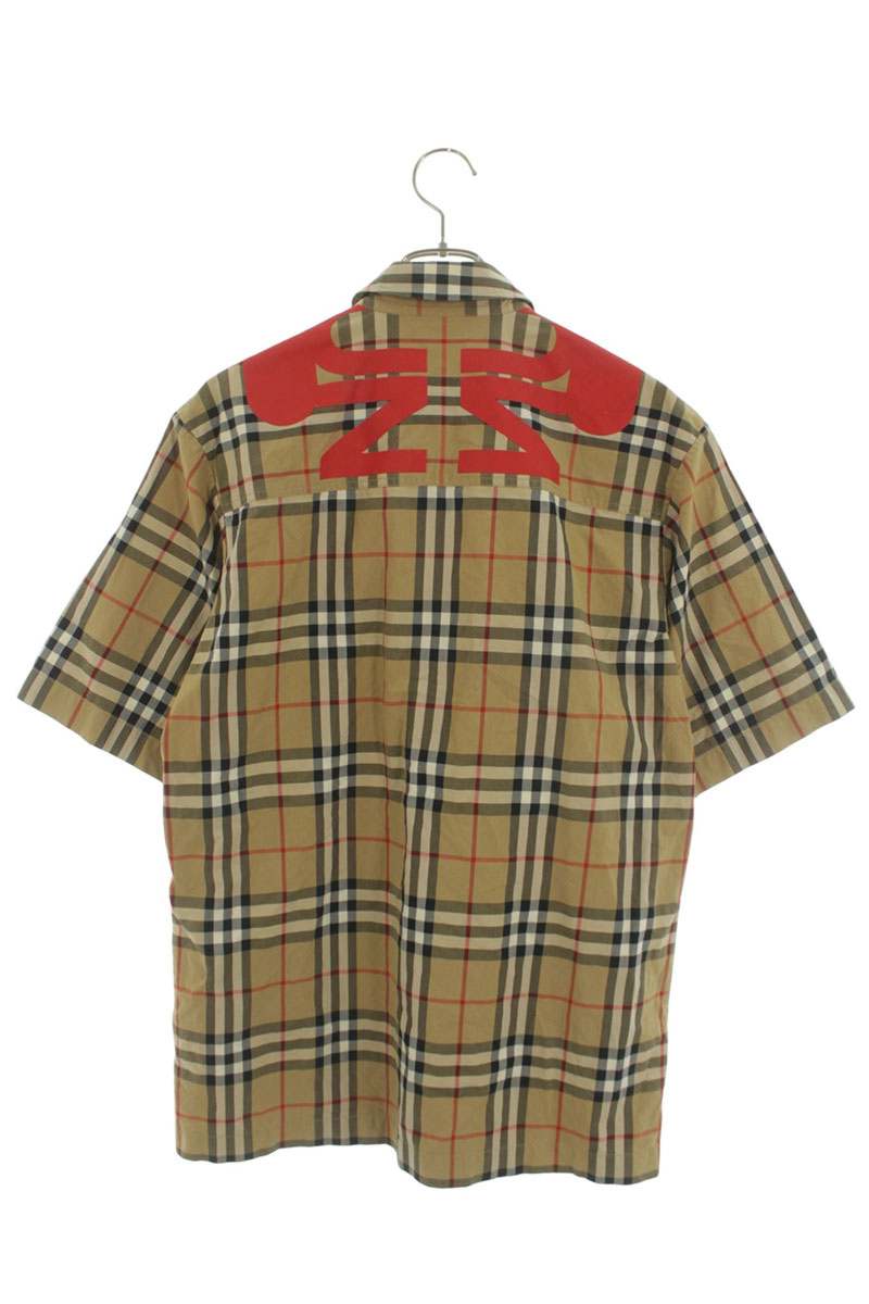Burberry Check Half-Zip Cotton Short Sleeve Shirt Size XS