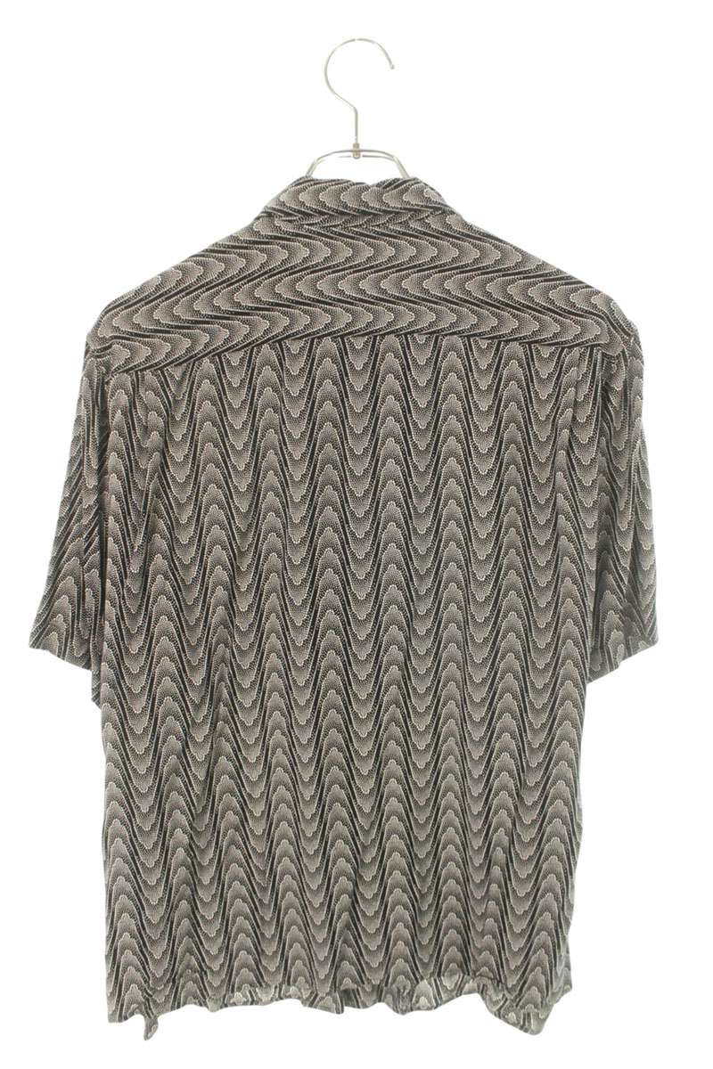CELINE All-Over Pattern Open Collar Rayon Shirt Black Size S