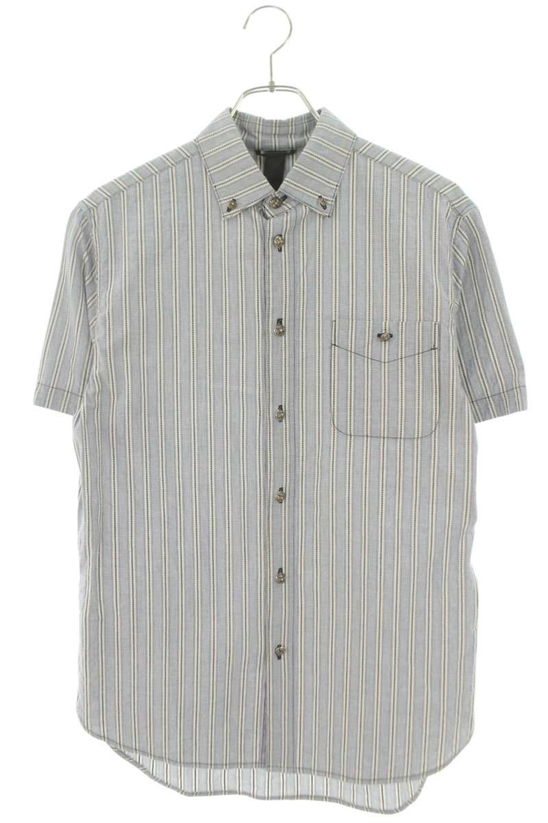 Chrome Hearts Cross Ball Button Stripe Cotton SS Size M