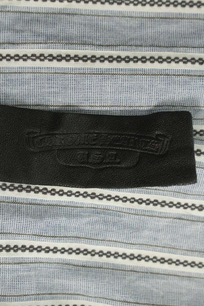 Chrome Hearts Cross Ball Button Stripe Cotton SS Size M