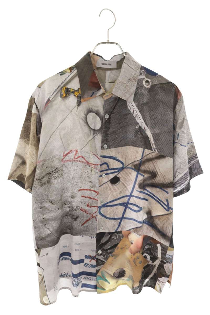 SERAPIS MARITIME All-Over Pattern Silk Short Sleeve Size M
