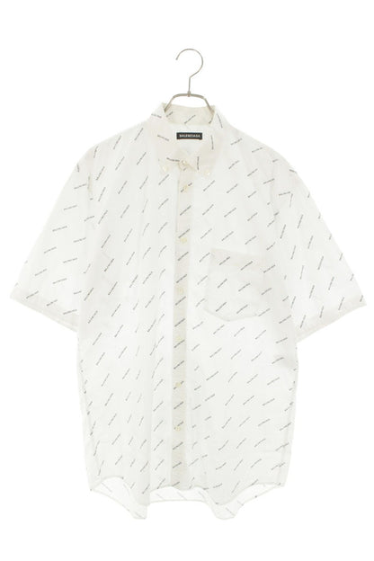 BALENCIAGA All-Over Logo Button Down SS Shirt Size XXL