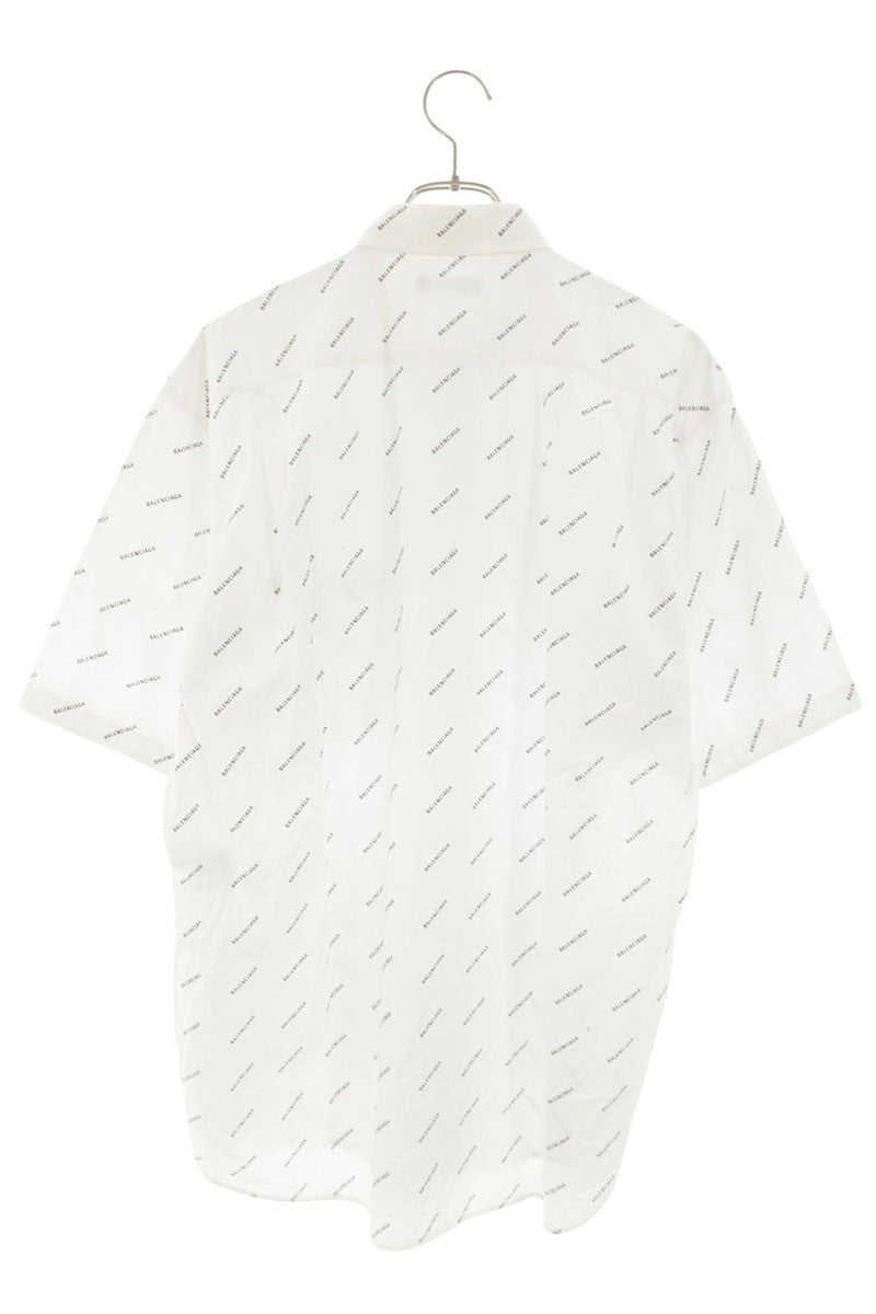 BALENCIAGA All-Over Logo Button Down SS Shirt Size XXL