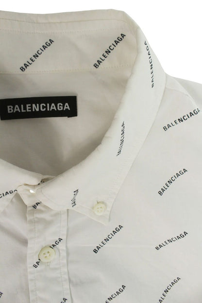 BALENCIAGA All-Over Logo Button Down SS Shirt Size XXL
