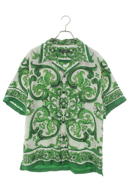 DOLCE & GABBANA Majorca Print Silk S/S Shirt Size XXS