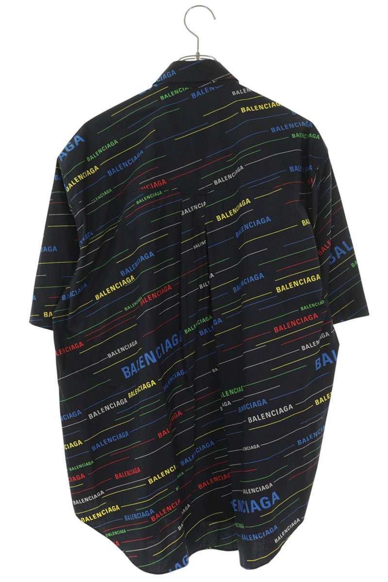 BALENCIAGA 19SS All-Over Logo Print S/S Shirt Black Size XXL