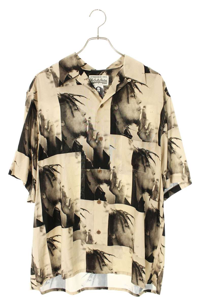 WACKO MARIA Artist Print Rayon Aloha S/S Shirt Brown Size L