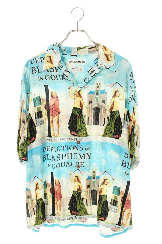 WACKO MARIA Rayon Aloha S/S Shirt Blue Size XL