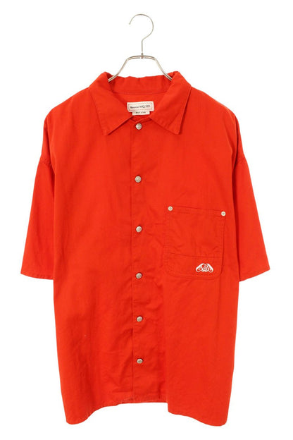 Alexander McQUEEN Cotton Pocket Logo S/S Shirt Red Size L
