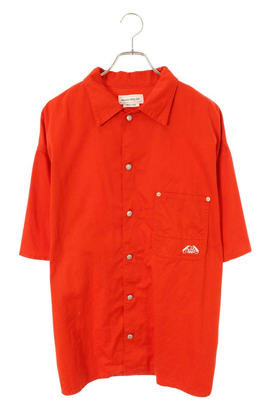 Alexander McQUEEN Cotton Pocket Logo S/S Shirt Red Size L
