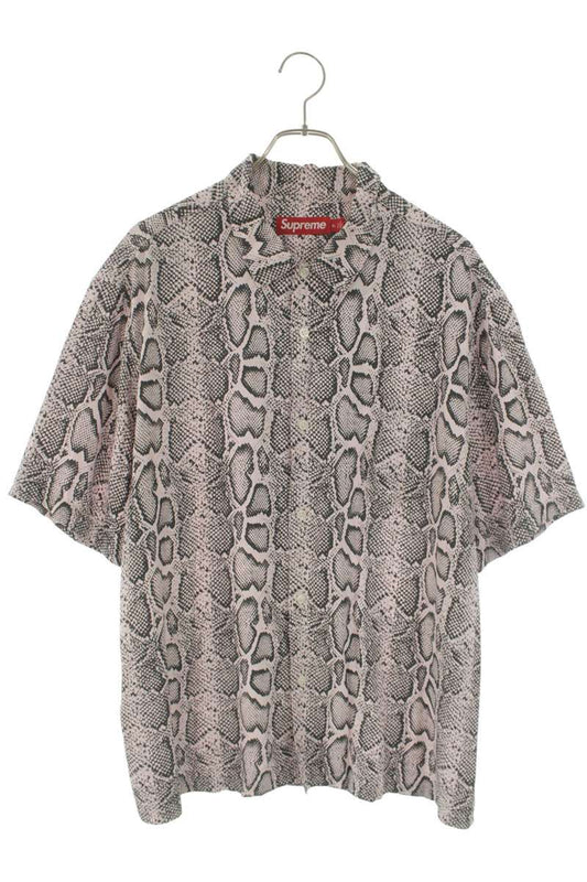 SUPREME 24SS Snake Pattern Rayon SS Shirt Pink Size XL