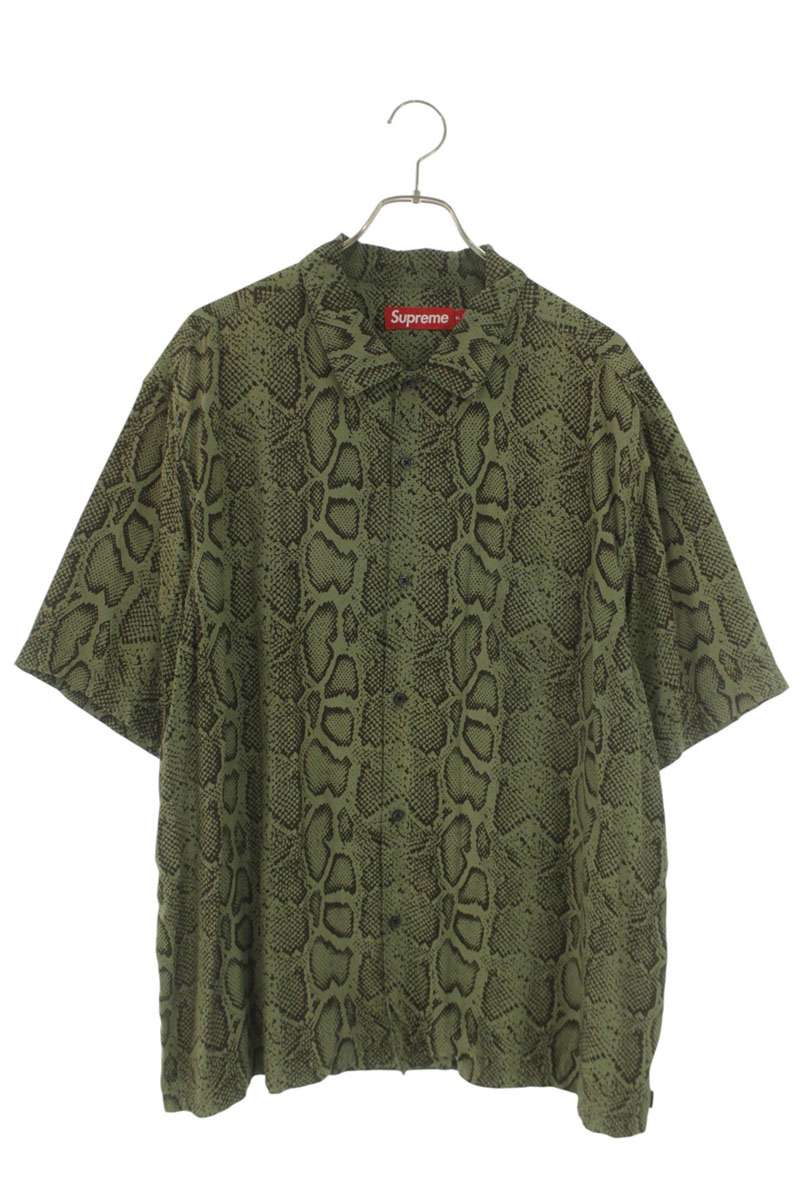 SUPREME 24SS Snake Pattern Rayon SS Shirt Green Size XL