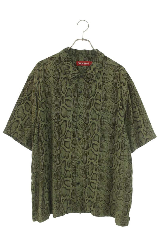 SUPREME 24SS Snake Pattern Rayon SS Shirt Green Size XL