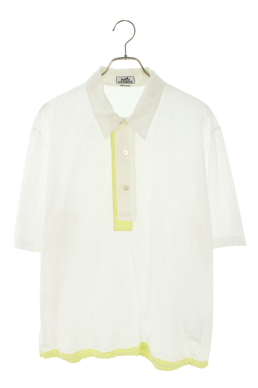 HERMES Multi Cotton Drawstring Snap Button S/S Shirt Size XS