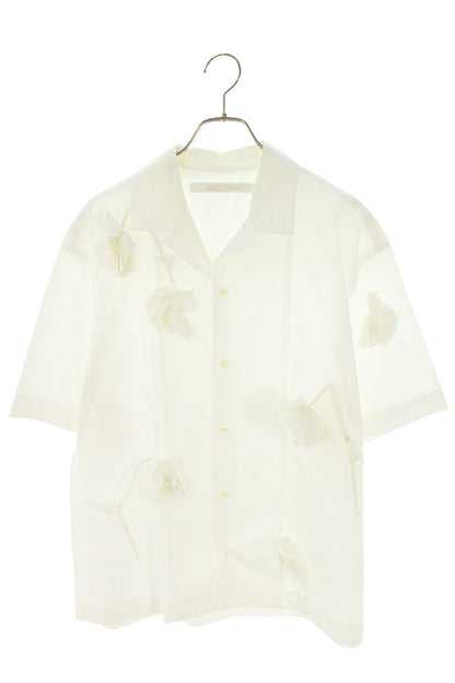 JACQUEMUS White Floral Open Collar S/S Shirt Size L