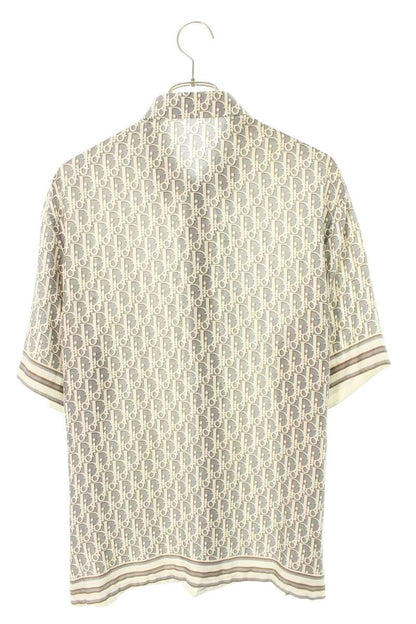 DIOR Oblique All-Over Print Silk S/S Shirt Gray Size XXS