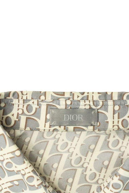 DIOR Oblique All-Over Print Silk S/S Shirt Gray Size XXS