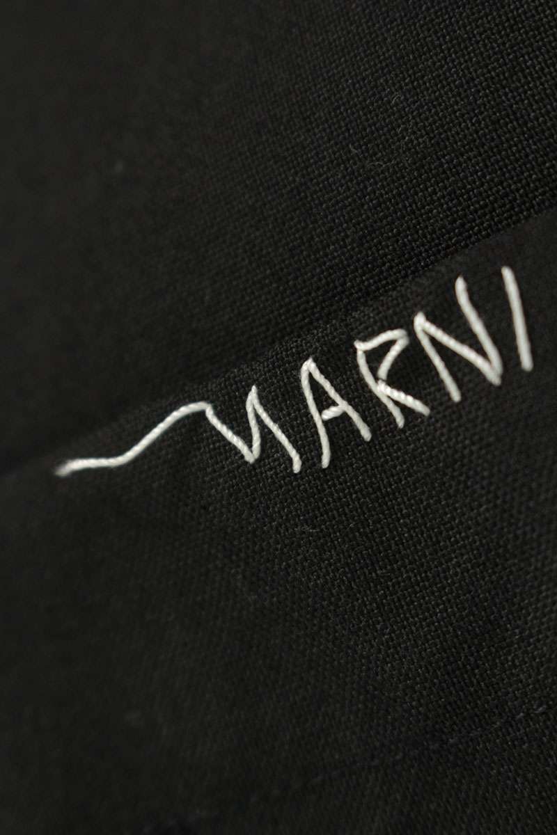 MARNI Black Wool Logo Embroidered S/S Shirt Size S