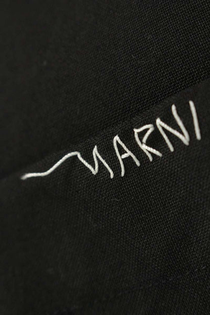 MARNI Black Wool Logo Embroidered S/S Shirt Size S