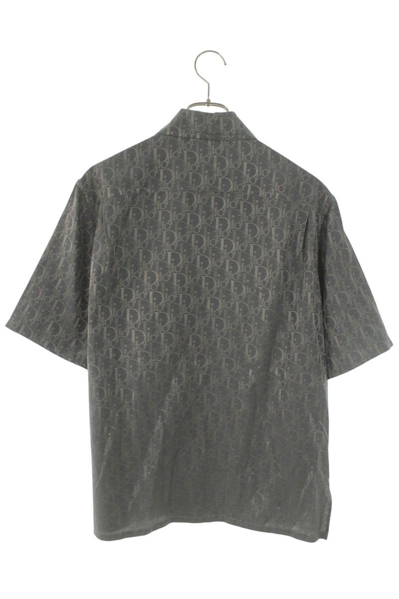 DIOR Oblique Jacquard Silk Blend S/S Shirt Gray Size XXL