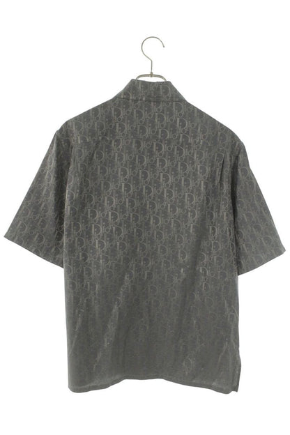 DIOR Oblique Jacquard Silk Blend S/S Shirt Gray Size XXL
