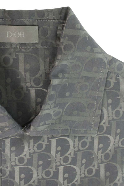 DIOR Oblique Jacquard Silk Blend S/S Shirt Gray Size XXL