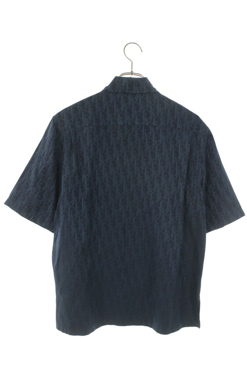 DIOR Oblique Jacquard Silk Blend S/S Shirt Blue Size XXL