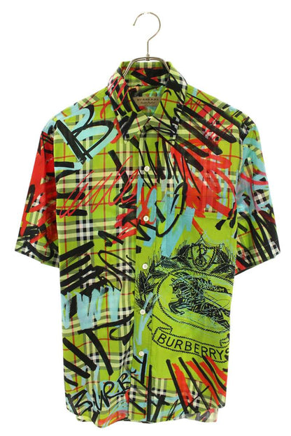 Burberry All-Over Check Cotton S/S Shirt Green Size S