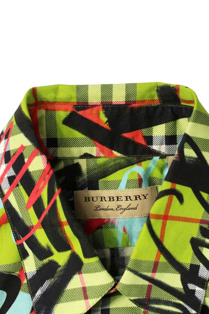 Burberry All-Over Check Cotton S/S Shirt Green Size S